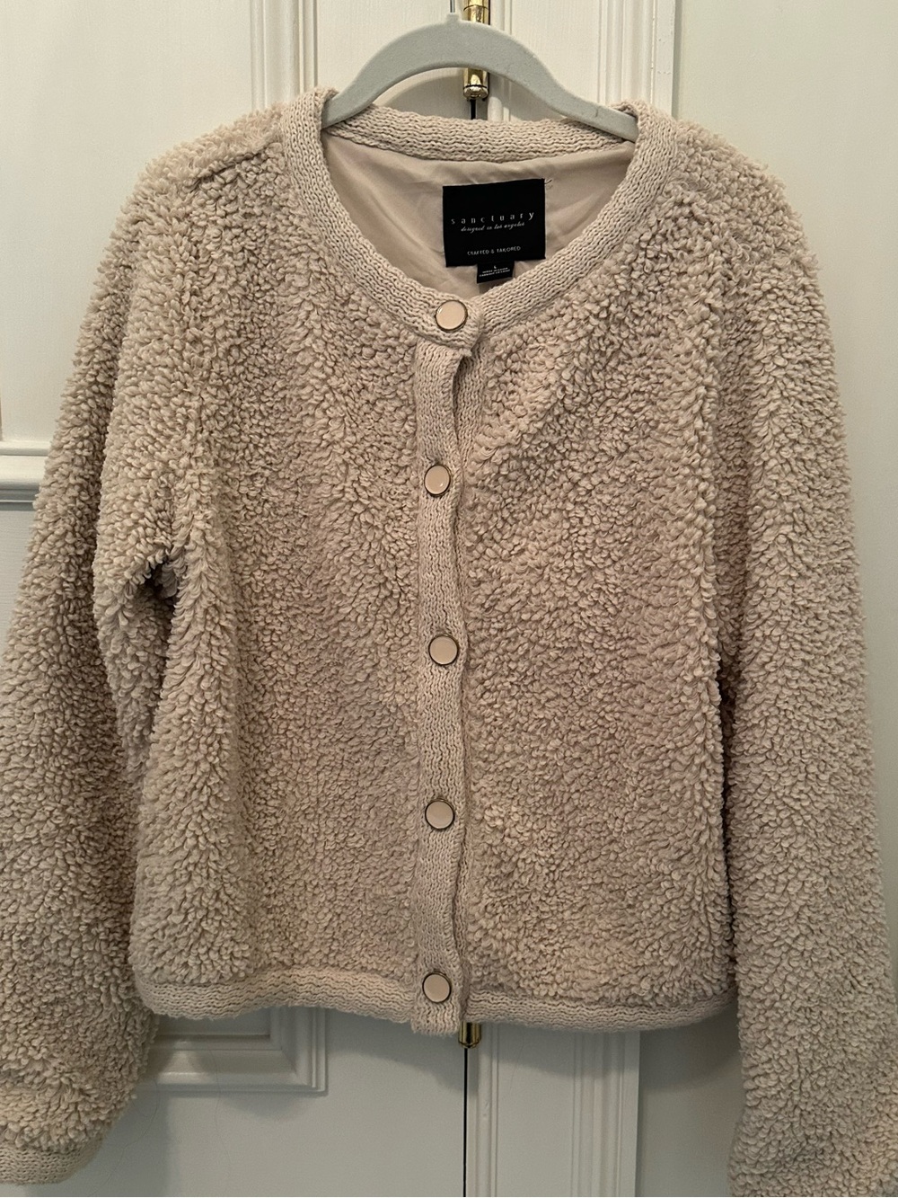 Teddy Button-Up Jacket - Cream - Picture 3 of 5